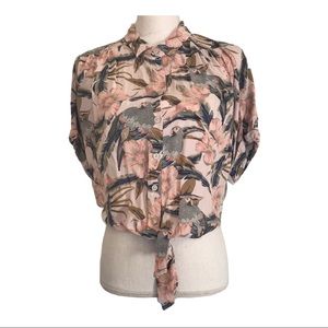 AE Medium Button down Parrot design crop top